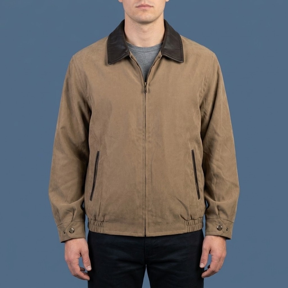 Robert Comstock Endurance Leather Collar Bomber Jacket Mens 40 Brown EUC
